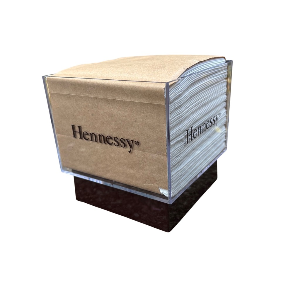 Hennessy Cognac Cocktail Napkin‎ Dispenser Holder Acrylic Brown Base Barware - Picture 2 of 6